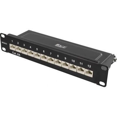 Deltaco 10-PATCH15 Räkkiin Soveltuva Patch Panel - 12 Porttia, Cat 6A, Skärmad Deltaco 10-PATCH15 Räkkiin Soveltuva Patch Panel - 12 Porttia, Cat 6A, Skärmad