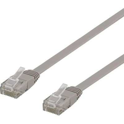 Deltaco TP-61-FL Harmaa litteä Cat6 verkkokaapeli - Verkkokaapeli Deltaco TP-61-FL Harmaa litteä Cat6 verkkokaapeli - Verkkokaapeli