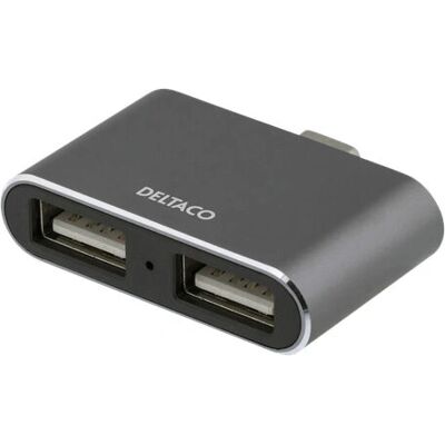 Deltaco USB-C Mini Hub - 2x USB-A, szürke - USB Hub Deltaco USB-C Mini Hub - 2x USB-A, szürke - USB Hub