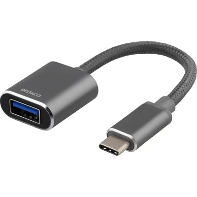 Deltaco Space Grey USB-C:stä USB-A OTG-adapteri - 0,11 m Deltaco Space Grey USB-C:stä USB-A OTG-adapteri - 0,11 m