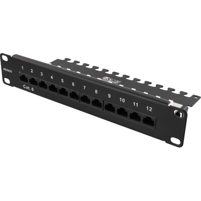 Deltaco 10-PATCH16 Schwarzes - 12-Port Cat6 Patch Panel 1U Deltaco 10-PATCH16 Schwarzes - 12-Port Cat6 Patch Panel 1U