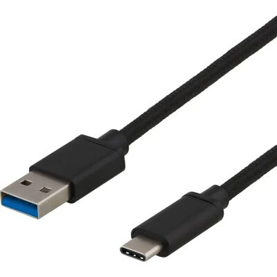 Deltaco USB-C to USB-A kaapeli - 0,25 m - Musta - 60W Deltaco USB-C to USB-A kaapeli - 0,25 m - Musta - 60W