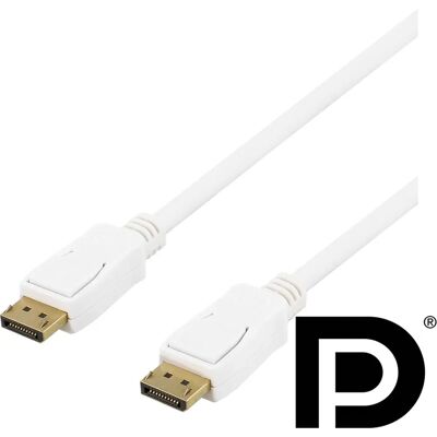 Deltaco DisplayPort-kaapeli 2m 4K UHD DP 1.2 valkoinen - DisplayPort kaapeli Deltaco DisplayPort-kaapeli 2m 4K UHD DP 1.2 valkoinen - DisplayPort kaapeli