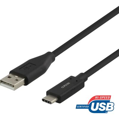 Deltaco USB-C to USB-A Kaapeli - 2m - Musta Deltaco USB-C to USB-A Kaapeli - 2m - Musta
