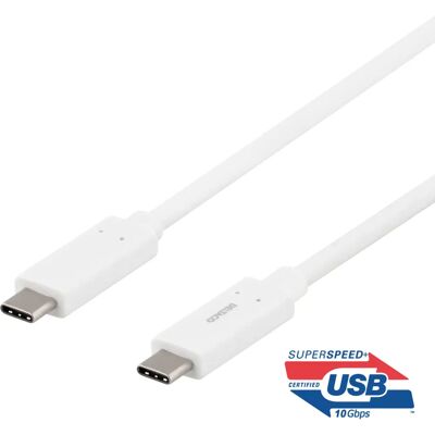 Deltaco USBC-1126M USB-kaapeli - Valkoinen - USB 3.2 Gen 2 - 0,5m Deltaco USBC-1126M USB-kaapeli - Valkoinen - USB 3.2 Gen 2 - 0,5m