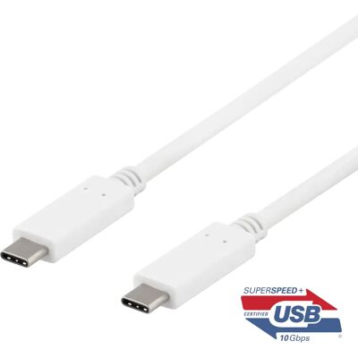 Deltaco USB-C 1m Valkoinen - USB Kaapeli, USB 3.2 Gen 2 Deltaco USB-C 1m Valkoinen - USB Kaapeli, USB 3.2 Gen 2