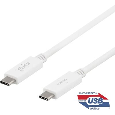 Deltaco USB-C 1m USB 3.2 Gen 2 Kaapeli - Valkoinen Deltaco USB-C 1m USB 3.2 Gen 2 Kaapeli - Valkoinen