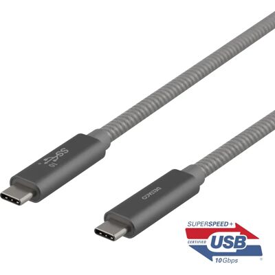 Deltaco USB-C Kaapeli - 1m - Harmaa - USB 3.2 Gen 2 Deltaco USB-C Kaapeli - 1m - Harmaa - USB 3.2 Gen 2