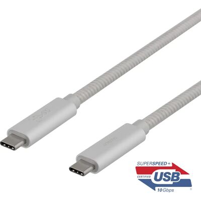 Deltaco USB-C 1m Kaapeli - 10 Gbps, 100W, Hopea - USB 3.2 Gen 2 Deltaco USB-C 1m Kaapeli - 10 Gbps, 100W, Hopea - USB 3.2 Gen 2