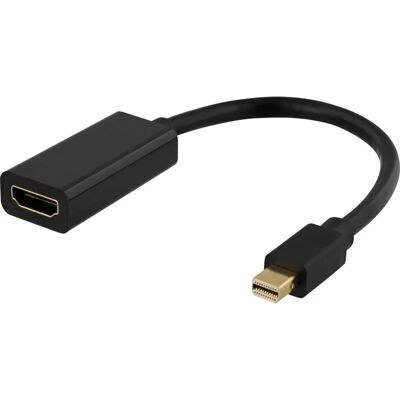 Deltaco DP-HDMI45 Video Adapter - Mini DisplayPort to HDMI - 0.2m - Musta - 4K Tuki Deltaco DP-HDMI45 Video Adapter - Mini DisplayPort to HDMI - 0.2m - Musta - 4K Tuki