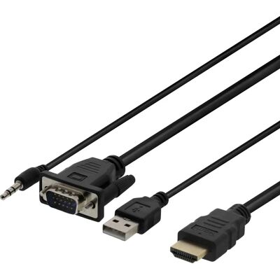 Deltaco VGA to HDMI 2m Adapter - Musta Deltaco VGA to HDMI 2m Adapter - Musta
