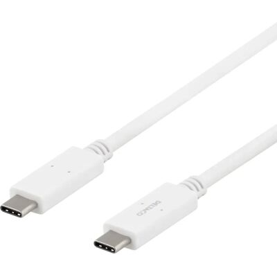 Deltaco USB-C to USB-C kaapeli - 5 Gbit/s, 5A, 1m, Valkoinen Deltaco USB-C to USB-C kaapeli - 5 Gbit/s, 5A, 1m, Valkoinen