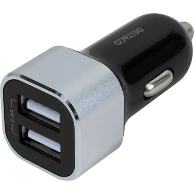 Deltaco USB-CAR126 Autolaturi 2xUSB-A - 17W - Musta, Hopea Deltaco USB-CAR126 Autolaturi 2xUSB-A - 17W - Musta, Hopea