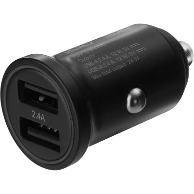 Deltaco USB-CAR127 Dual USB-A Auto-Adapter - Schwarz - 24 W Deltaco USB-CAR127 Dual USB-A Auto-Adapter - Schwarz - 24 W