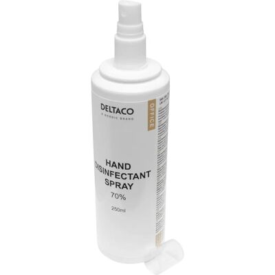 Deltaco Hånddesinfektionsspray - 250ml Glycerin & Aloe Vera - 70% Alkohol Deltaco Hånddesinfektionsspray - 250ml Glycerin & Aloe Vera - 70% Alkohol
