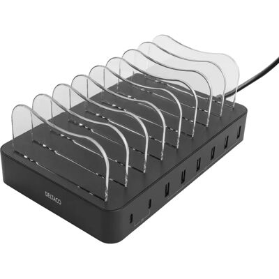 Deltaco DPS-0201 USB Laturi 8 Laitetta - Nopea Lataus Deltaco DPS-0201 USB Laturi 8 Laitetta - Nopea Lataus