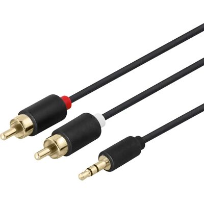 Deltaco Lydkabel - Mini-Phone Stereo 3.5mm auf RCA x 2, 3m, Schwarz Deltaco Lydkabel - Mini-Phone Stereo 3.5mm auf RCA x 2, 3m, Schwarz