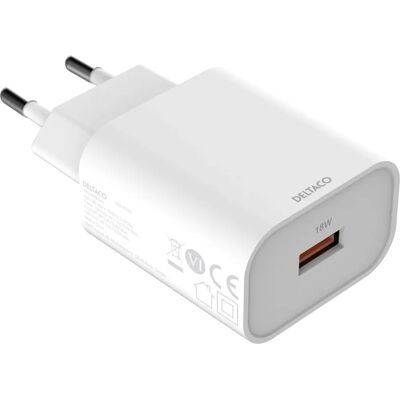 Deltaco USB-AC182 Laturi - 18W Nopea lataus - Sisäkäyttö Deltaco USB-AC182 Laturi - 18W Nopea lataus - Sisäkäyttö