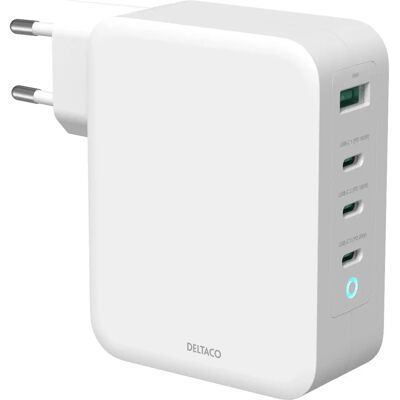 Deltaco USB-C Virtalähde - 130W - GaN Teknologia - Valkoinen Deltaco USB-C Virtalähde - 130W - GaN Teknologia - Valkoinen