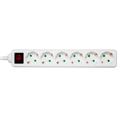 Deltaco GT-0653 Rallonge électrique - 6 prises, Intérieur, 1,5m Blanc - Publicité Deltaco GT-0653 Rallonge électrique - 6 prises, Intérieur, 1,5m Blanc - Publicité