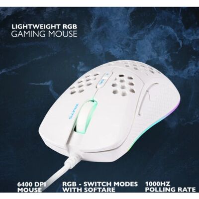 Deltaco Hvit GAM-108-W Gaming-mus - 6400 DPI - RGB - Høyrehendt Deltaco Hvit GAM-108-W Gaming-mus - 6400 DPI - RGB - Høyrehendt