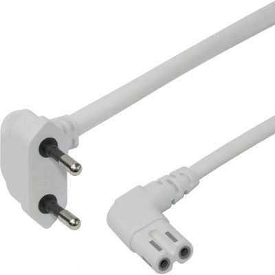 Deltaco Stromkabel CEE 7/16 - C7, Gekrümmt, 3m - Weiß - Stromkabel Deltaco Stromkabel CEE 7/16 - C7, Gekrümmt, 3m - Weiß - Stromkabel