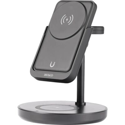 Deltaco Malli 1045 - 3-in-1 Langaton Latausasema, Irrotettava Powerbank, Musta Deltaco Malli 1045 - 3-in-1 Langaton Latausasema, Irrotettava Powerbank, Musta