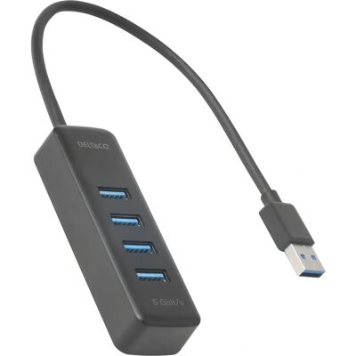 Deltaco UH-734 USB Hub - 4 Portit - Musta Deltaco UH-734 USB Hub - 4 Portit - Musta