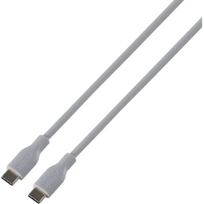 Deltaco USB-C til USB-C ladeledning 60W - Grå - 1,5m Deltaco USB-C til USB-C ladeledning 60W - Grå - 1,5m