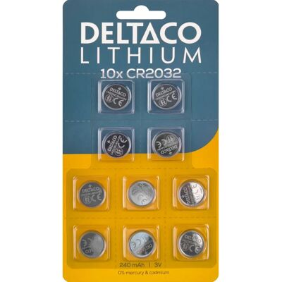 Deltaco CR2032 - 3V - 10 Stk - Haushaltsbatterie Deltaco CR2032 - 3V - 10 Stk - Haushaltsbatterie