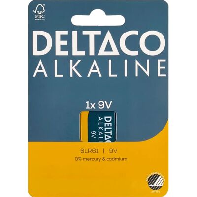 Deltaco - 6LR61-1B - Alcaline - 9V - Batterie - Publicité Deltaco - 6LR61-1B - Alcaline - 9V - Batterie - Publicité