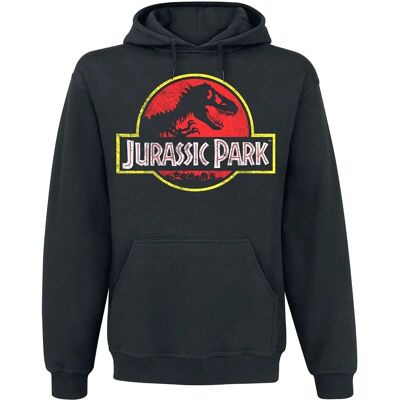 Jurassic Park Schwarzer Hoodie - Logo Délavé - S-5XL - Kapuzenpullover Jurassic Park Schwarzer Hoodie - Logo Délavé - S-5XL - Kapuzenpullover