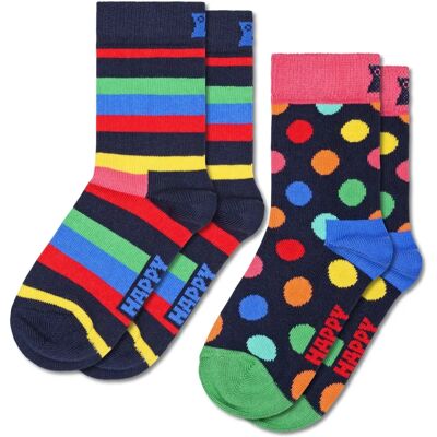 Happy Socks Pack de 2 chaussettes longues pour enfants - Bleu foncé - Chaussettes Happy Socks Pack de 2 chaussettes longues pour enfants - Bleu foncé - Chaussettes