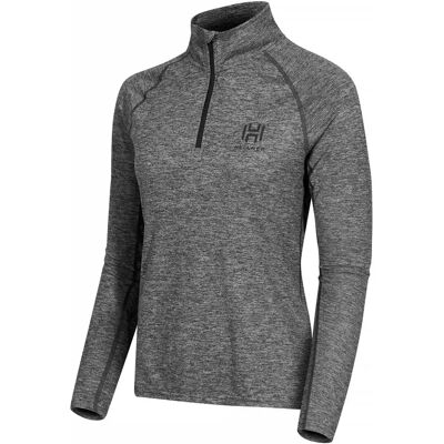 Hellner Nunis Halfzip Ls Tee Kvinna Black Beauty Melange - Tränings T-shirt Hellner Nunis Halfzip Ls Tee Kvinna Black Beauty Melange - Tränings T-shirt