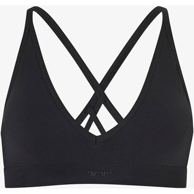 Aim'n - XL Svart Sömlös Cross-Back Bralette - Kvinna Aim'n - XL Svart Sömlös Cross-Back Bralette - Kvinna