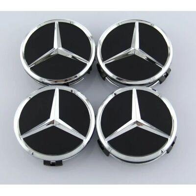 Tech of Sweden MB38 - 4 kappaletta 60mm keskikuppeja Mercedes Benzille - Hopea Tech of Sweden MB38 - 4 kappaletta 60mm keskikuppeja Mercedes Benzille - Hopea