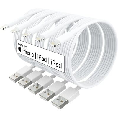 Tech of Sweden - 5X Lightning USB Cable - Valkoinen - 1 m Tech of Sweden - 5X Lightning USB Cable - Valkoinen - 1 m