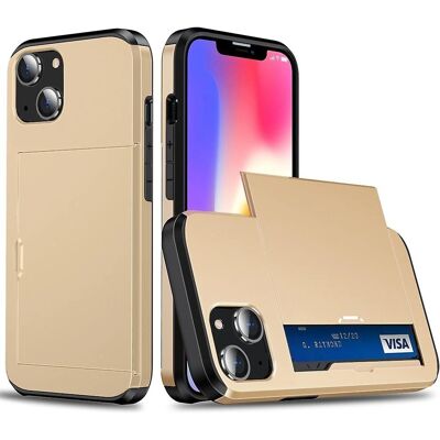 SKALO iPhone 14 Armor - Kultainen - Iskunkestävä ja korttitila SKALO iPhone 14 Armor - Kultainen - Iskunkestävä ja korttitila