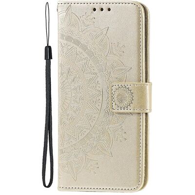 SKALO iPhone 15 Mandala Lompakkokotelo - Kulta SKALO iPhone 15 Mandala Lompakkokotelo - Kulta