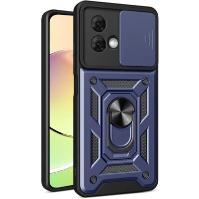 SKALO Motorola Moto G84 5G Armor Hybrid Magnetisk Ring Kamera Slider - Mørk Blå SKALO Motorola Moto G84 5G Armor Hybrid Magnetisk Ring Kamera Slider - Mørk Blå