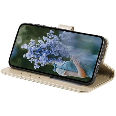 SKALO Samsung S24 Mandala Lompakkokotelo - Kulta SKALO Samsung S24 Mandala Lompakkokotelo - Kulta