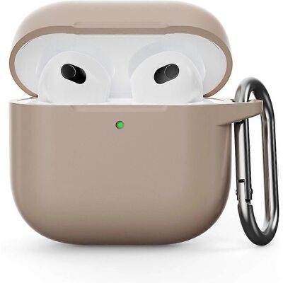 SKALO AirPods 4 ultranahkainen silikonikotelo - Beigen SKALO AirPods 4 ultranahkainen silikonikotelo - Beigen