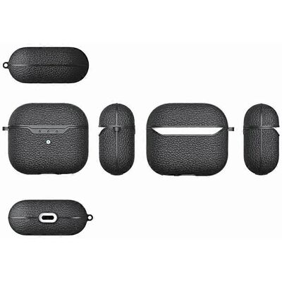 SKALO AirPods 4 Litchi Cover - Blå SKALO AirPods 4 Litchi Cover - Blå