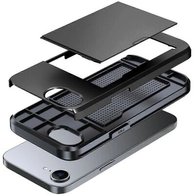 SKALO iPhone 16e Armor Korttikotelo - Musta SKALO iPhone 16e Armor Korttikotelo - Musta