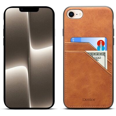 SKALO iPhone 16e PU Leather Kaksi Korttipaikkaa - Ruskea SKALO iPhone 16e PU Leather Kaksi Korttipaikkaa - Ruskea