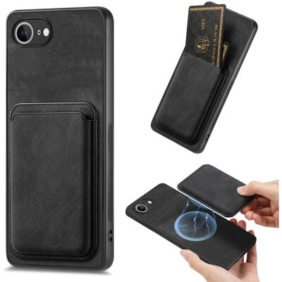 SKALO iPhone 16e PU-nahkainen magneettinen korttikotelo - Musta SKALO iPhone 16e PU-nahkainen magneettinen korttikotelo - Musta