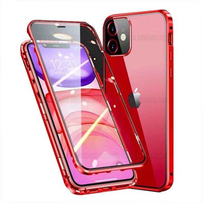 Floveme iPhone 12 Rød Magnetisk Dobbeltcover Floveme iPhone 12 Rød Magnetisk Dobbeltcover