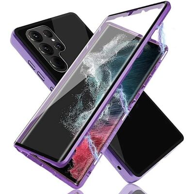 Floveme Samsung Galaxy S22 Ultra Lila - Magnetisk Dobbelt Sides Cover Floveme Samsung Galaxy S22 Ultra Lila - Magnetisk Dobbelt Sides Cover