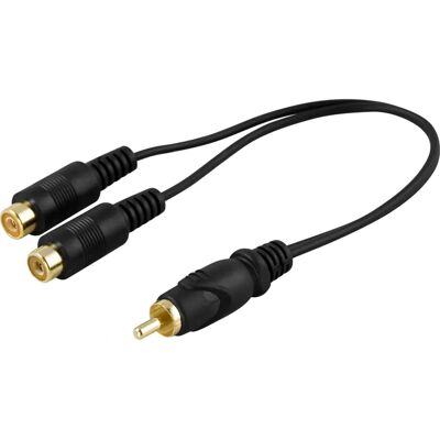 Deltaco MM-20 Äänikaapeli - 15cm RCA Y-splitteri - Musta Deltaco MM-20 Äänikaapeli - 15cm RCA Y-splitteri - Musta