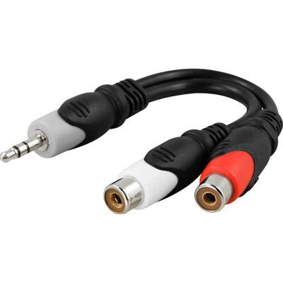 Deltaco AA-6 Audio Kabeladapter - 3,5 mm auf 2x RCA - Schwarz, Grau, Rot Deltaco AA-6 Audio Kabeladapter - 3,5 mm auf 2x RCA - Schwarz, Grau, Rot